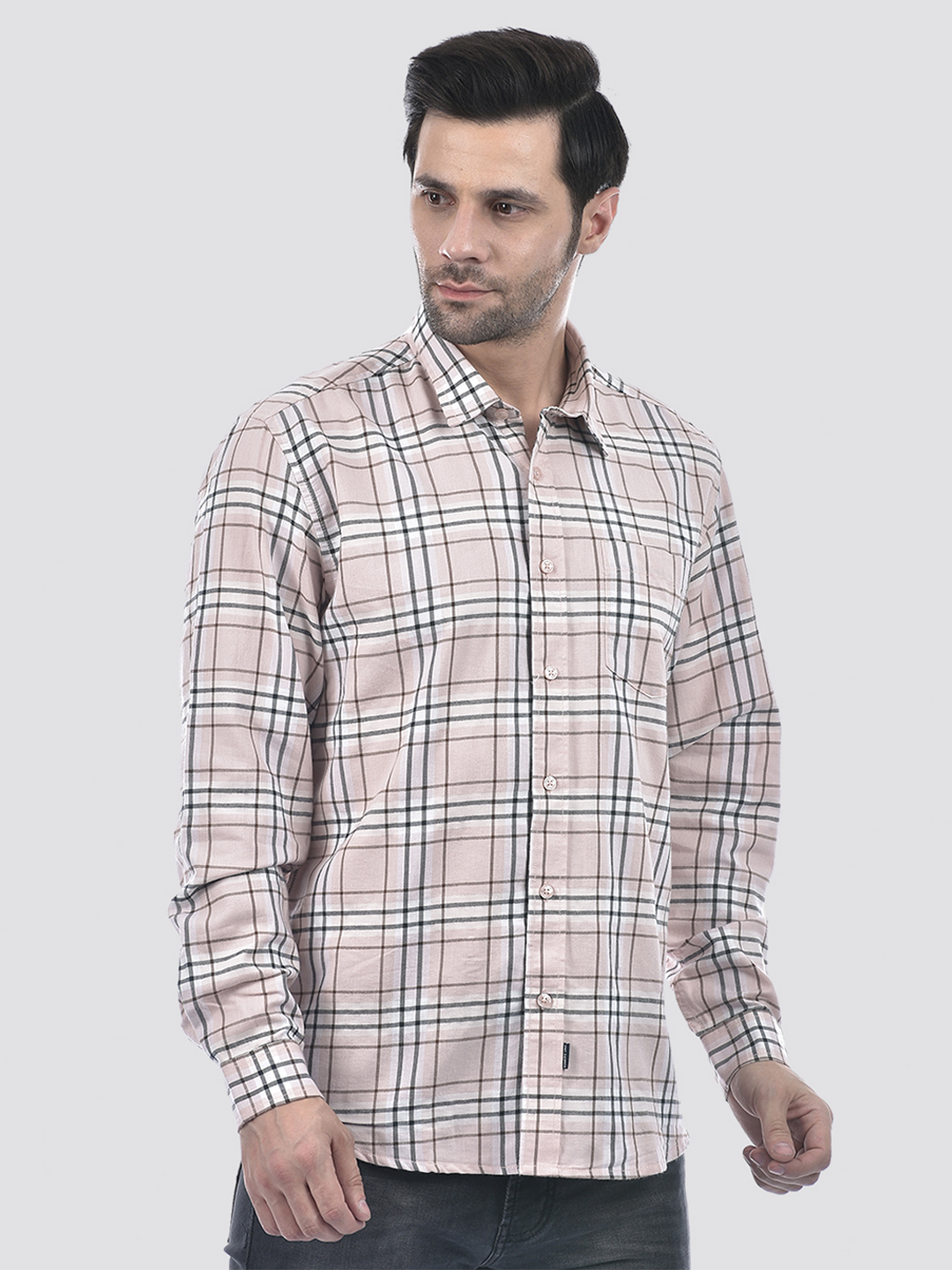 Numero Uno Men Checkered Pink Shirt
